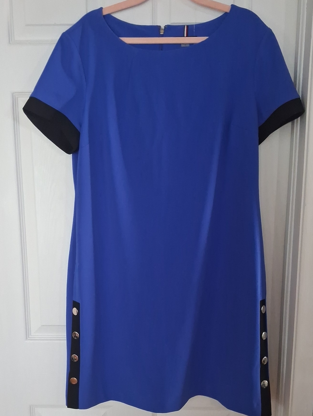 Tommy Hilfiger Royal Blue Shift Dress with Black Trim